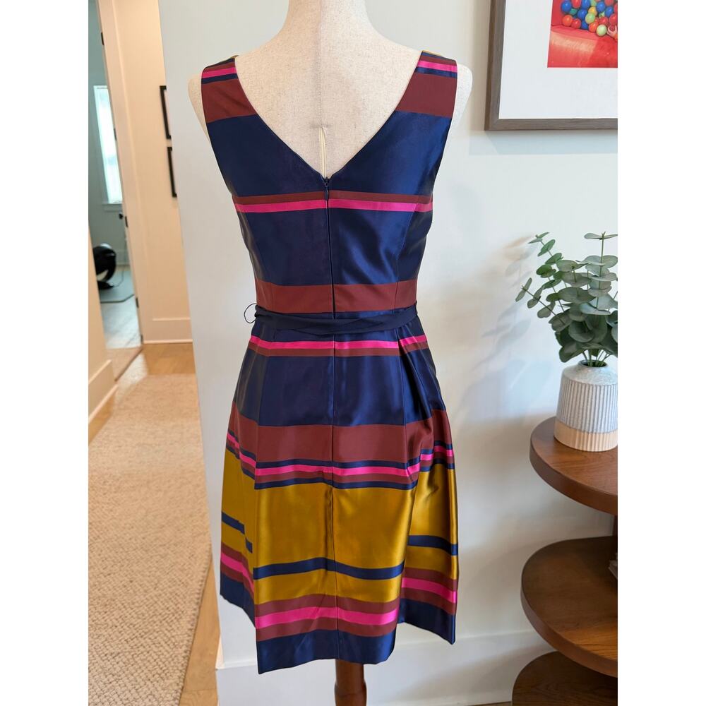 Trina Turk Striped Colorful V-neck Tie Waist Mini Dress Size 2 - Picture 5 of 7